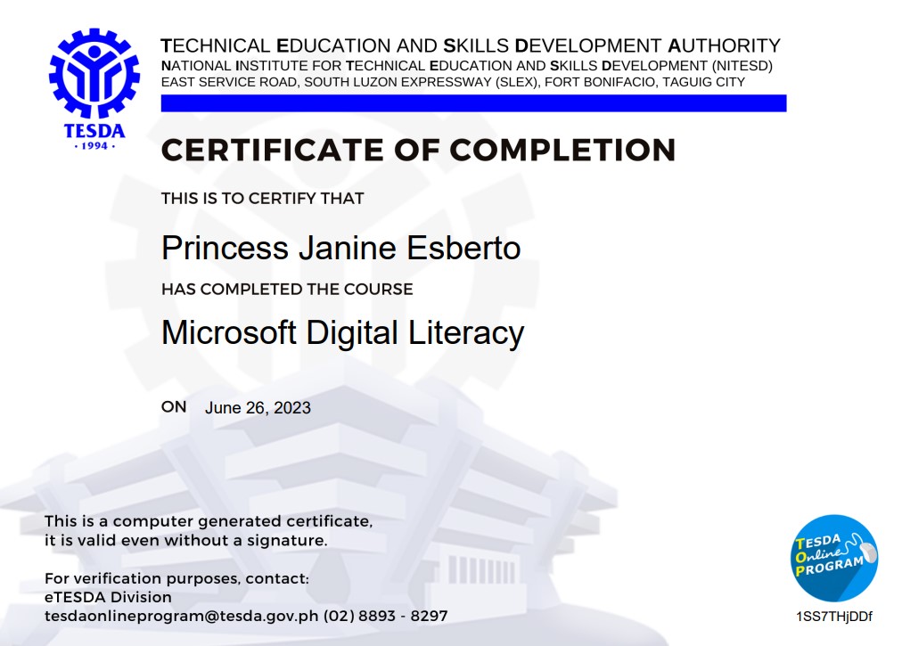 Certificate_of_Completion TESDA Microsoft Digital Literacy
