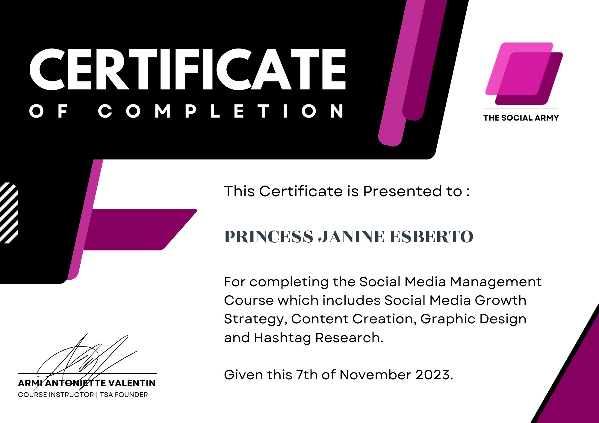 TSA COMPLETION CERTIFICATE - 11
